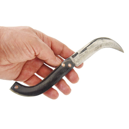 Tapan Ters Aşı Bıçağı 20-22 cm Koç Boynuzu Kara Çelik Siyah Sarı