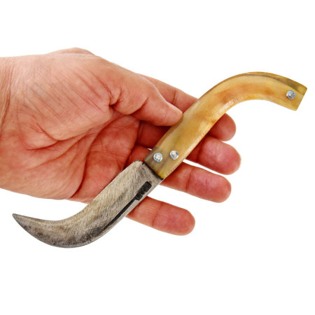 Tapan Ters Aşı Bıçağı 21-23 cm Koç Boynuzu Kara Çelik Siyah Sarı