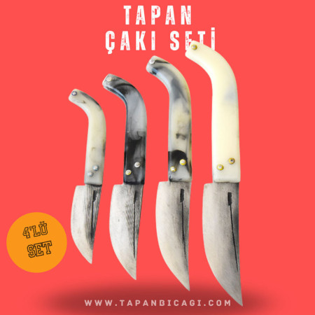 Tapan 4'lü Çakı Seti 26-23-19-17 cm Kara Çelik Ala
