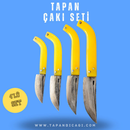 Tapan 4'lü Çakı Seti 26-23-19-17 cm Kara Çelik Sarı