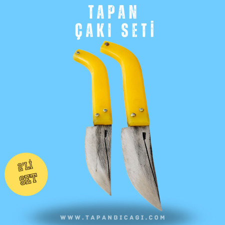 Tapan 2'li Çakı Seti 26-23 cm Kara Çelik Sarı