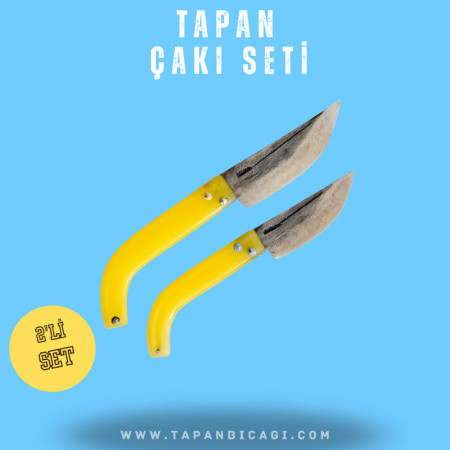 Tapan 2'li Çakı Seti 19-17 cm Kara Çelik Sarı