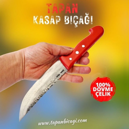 Tapan Kasap Bıçağı 29 cm Dövme Çelik Kırmızı
