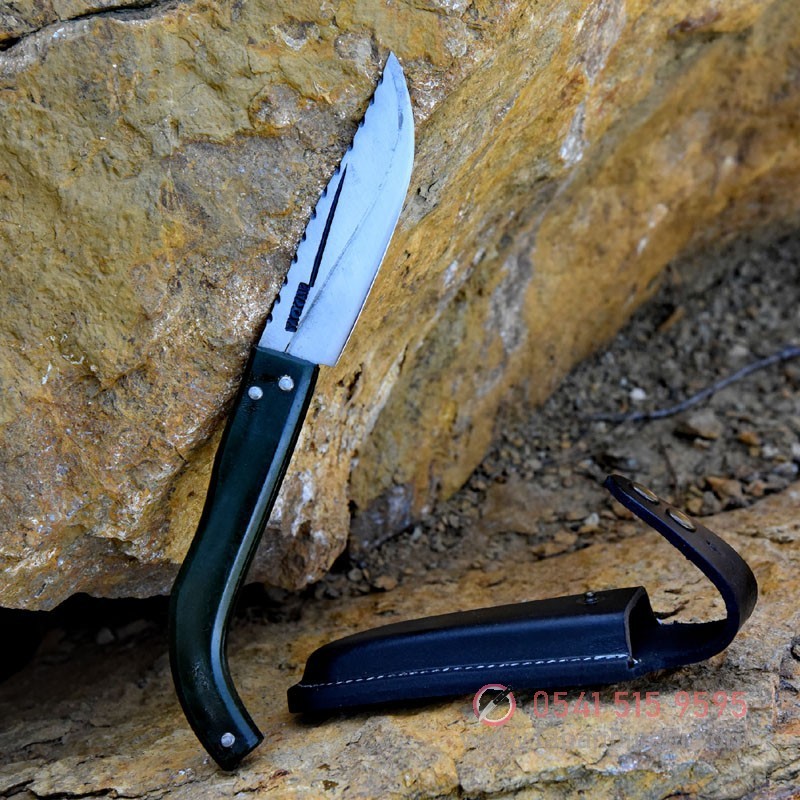 Tapan Av & Çoban Bıçağı 26 cm Yay Çeliği+ Siyah Deri Kılıf