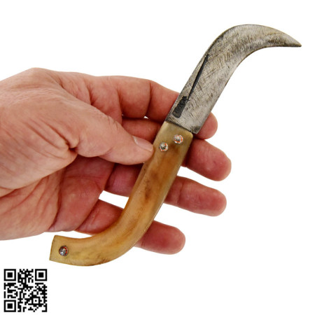 Tapan Ters Aşı Bıçağı 21-23 cm Koç Boynuzu Kara Çelik Sarı