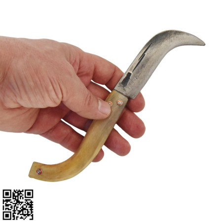 Tapan Ters Aşı Bıçağı 22-24 cm Koç Boynuzu Kara Çelik Sarı