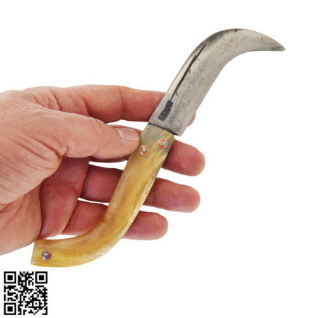 Tapan Ters Aşı Bıçağı 21-23 cm Koç Boynuzu Kara Çelik Sarı