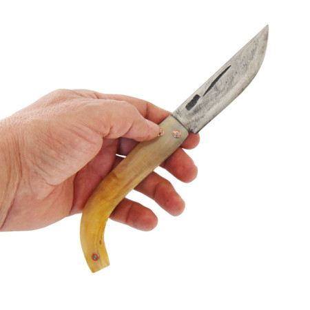 Tapan Av ve Çoban Çakısı Koç Boynuzu 21 cm Sarı El Yapımı Dövme Çelik