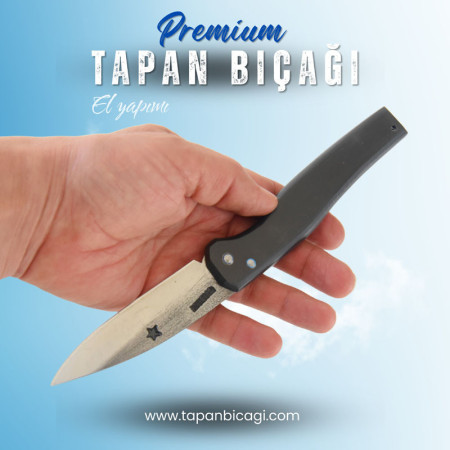 Tapan Av & Kamp Bıçağı 23 cm Yay Çeliği Premium Koyu Gri