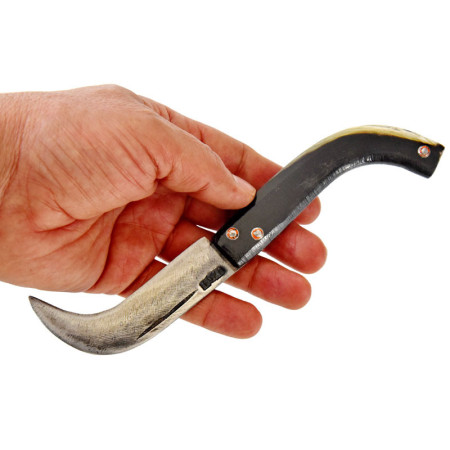 Tapan Ters Aşı Bıçağı 20-22 cm Koç Boynuzu Kara Çelik Siyah